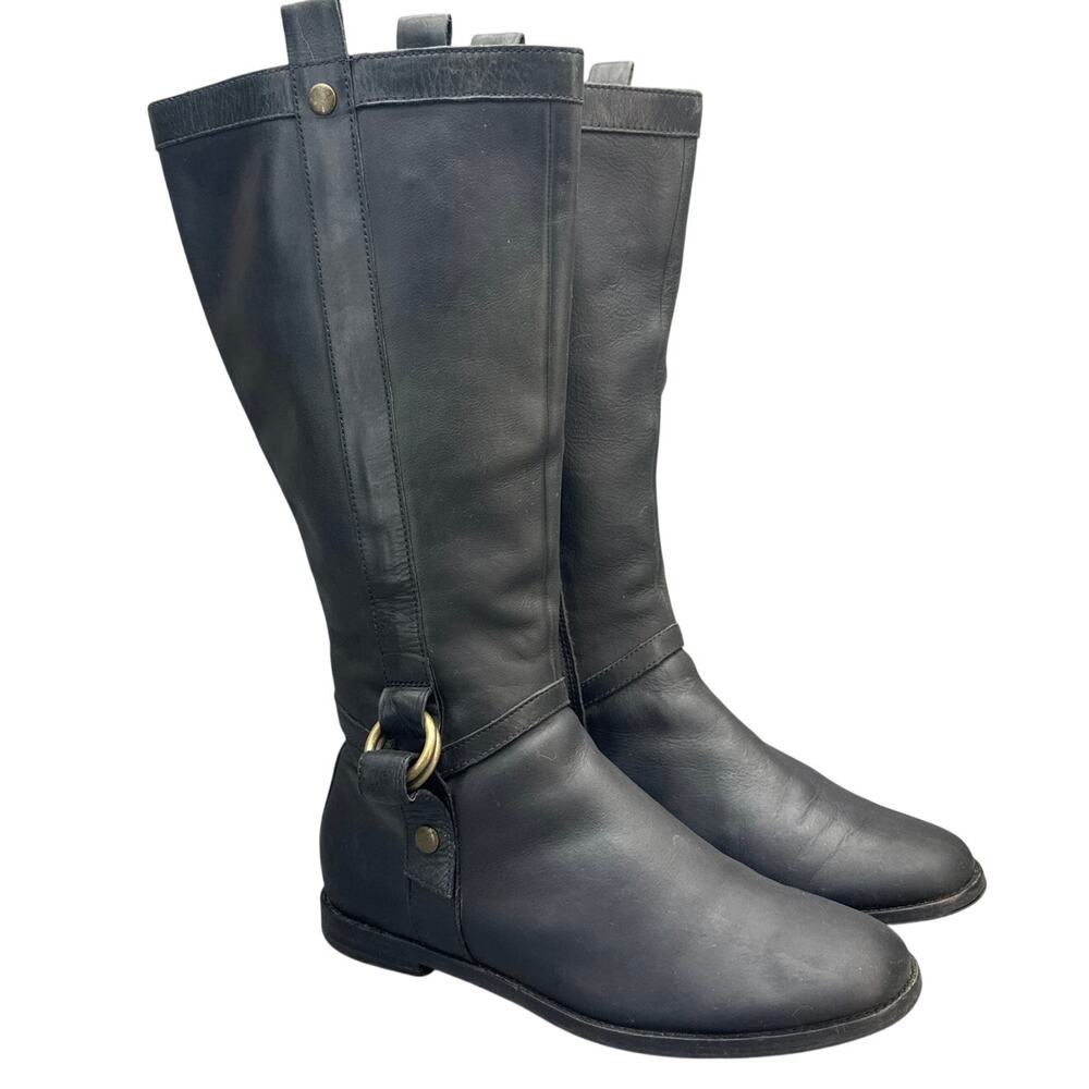 Cole Haan Air Liberty Black Nubuck Leather Tall Riding Boot Women 9.5B
